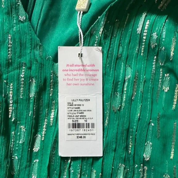 Lilly Pulitzer Emerald Dress with Metallic Highlights - Picture 4 of 4